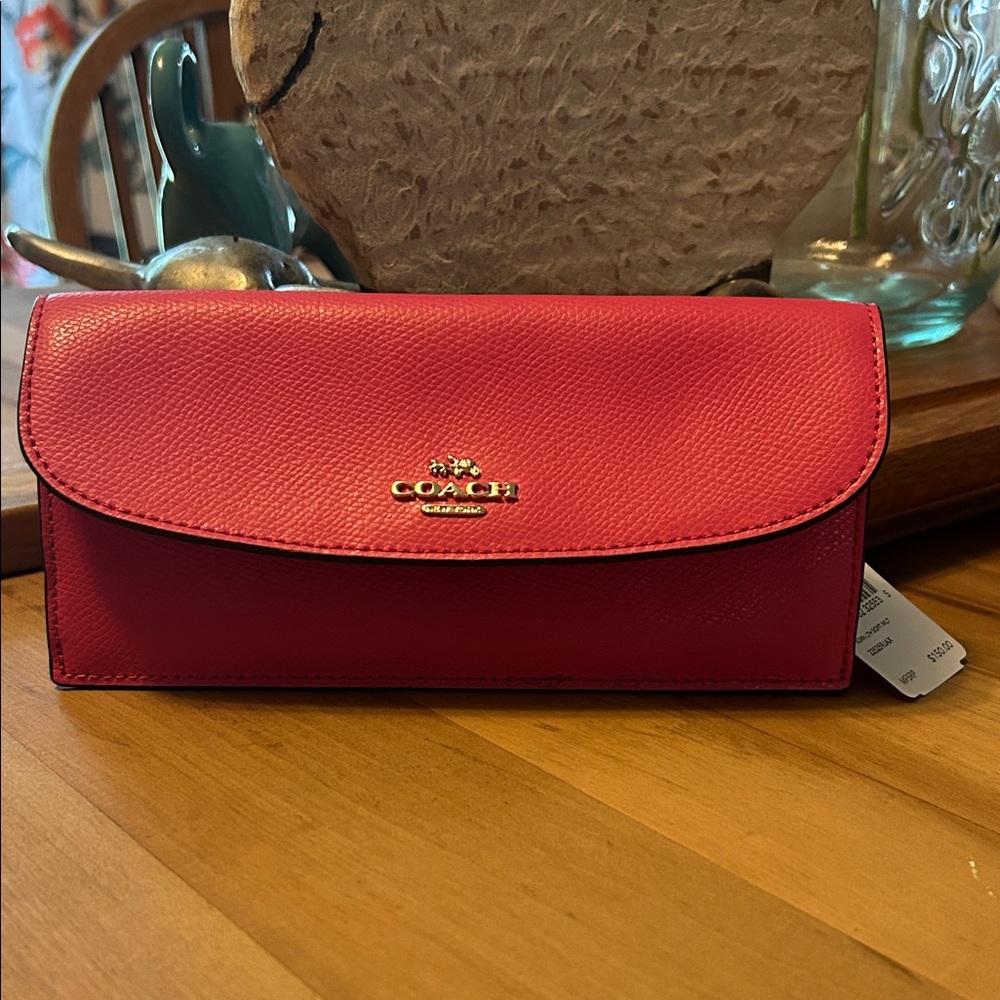 Nwt faux Coach Hot Pink Pebbled Leather Continental Wallet - Picture 6 of 10